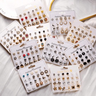 Conjunto De 12 Pares De Aretes Para Niñas Con Forma De Flor Decorados Con Perlas De Imitación, Cuentas Y Diamantes De Imitación, Selección Aleatoria De Estilo, Adecuados Para Niñas