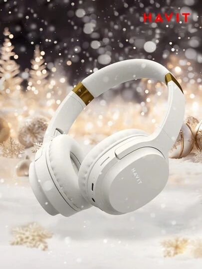  Havit I62高保真聲音無線耳機,高音質便攜式&柔軟的90°旋轉無線耳機,大耳罩有線耳機,適合當禮物