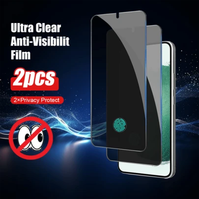 4-In-1 Screen Privacy Glass Protector 2pcs + Lens Protector 2pcs, Anti-Scratch, Anti-Shatter Edge, Compatible With Samsung Galaxy A16/A36/A56/A06/A14/A15/A34/A35/A54/S23 FE/S23 FE/S24 FE/A17 And S25 Ultra/S25/S25 Edge/S26 Ultra/S26 Plus/S26/S24 Ultra/S24 Plus/S24, Fingerprint Unlockable