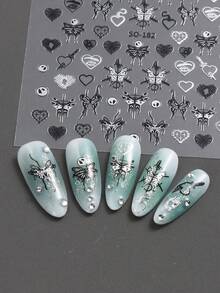 3入組蝴蝶美甲貼紙貼花3d自粘激光金銀玫瑰金心形星光蝴蝶星光美甲設計,適用於女性精美美甲裝飾 - 彩色 - 查看 4