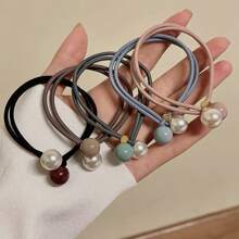 2入組女士黑色優雅時尚的雙層珍珠珠飾頭箍,適用於日常使用 - 黑色 - 查看 6