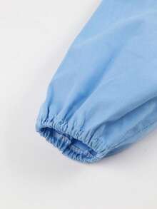 1pc Baby Waterproof Whale Printed Bib Suitable For Daily Use, Blue - Blue - View 4