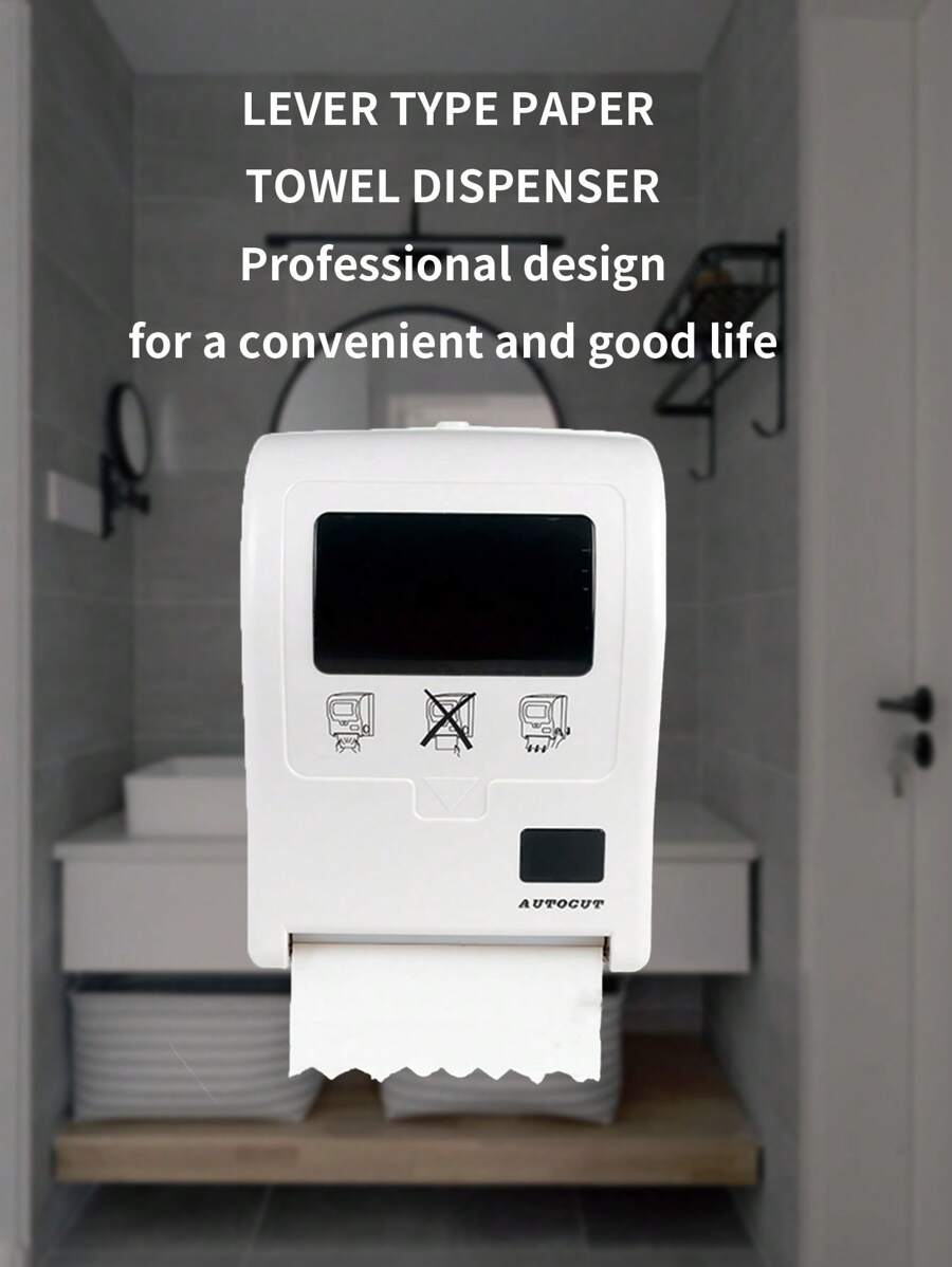 1Pc Plastic Auto-Cut Tissue Dispenser With Paper Towels, Auto-Cut Tissue Dispenser With Paper Towels, Wall Mounted Tissue Dispenser, Battery-Free Tissue Dispenser Zero Waste For Homes And Businesses, White (With 7-Inch Diameter Rolls) - White - View 1