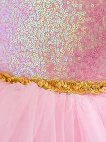 Pink Princess Tulle Puffy Mesh Party Dress, Suitable For Birthday, Party, Prom, Wedding, Pageant - For Young Girls - Pink - View 5