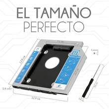 Adaptador Caddy Sata de 2.5 Disco Duro HDD SSD Laptop 9.5 mm - Plateado - Ver 4