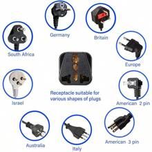 2 件裝澳洲 I 型轉英國/美國/歐盟通用插座電源轉接器,附 3 個插腳,白色 - 白色 - 查看 6