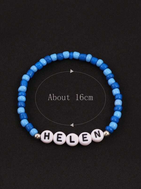 1 Pack Of Colorful Beaded Alphabet Bead Bracelets With Customizable