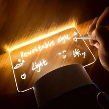 1pc Led Message Board Creative Night Light With Usb Cable And Pen, Festival Decoration Gift For Kids, Girlfriend, Or Children's Writing Lamp - White - View 6