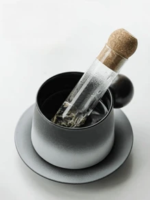 1 pièce/2 pièces Filtre à thé en verre borosilicaté haute résistance avec tube pour la maison, le bureau, pour séparer le thé et filtrer les feuilles de thé, retour à l'école