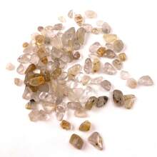 金絲雲母石,小型滾石,水晶滾石,金絲晶滾石,金色絲晶石屑,園藝觀賞石材,療癒水晶 - 黃色 - 查看 3