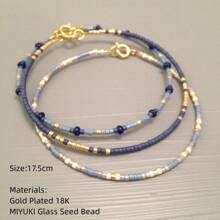 Ins Style European And American Vintage Fashion Blue Purple Beads Woven Handmade Fine String Bracelet For Women/Girls