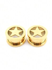 2 件 6 毫米-16 毫米不锈钢耳塞和耳洞星形耳洞螺丝耳环扩展器耳塞身体珠宝穿孔