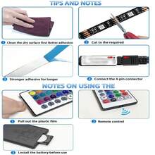 可用24鍵遙控器控制的1入組rgb Led燈條,smd 5050,每米30個led,柔軟的led房間裝飾燈,由usb供電,易於安裝,1米/5米長,適用於電視、電腦、臥室、家居裝飾、節日派對環境燈,情人節完美禮物 - 彩色 - 查看 9