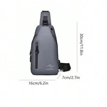 防水男士胸包,帶usb接口,運動商務旅行背包,簡約單肩包,父親斜挎包腰包,防水情人節男士禮物 - 灰色 - 查看 6
