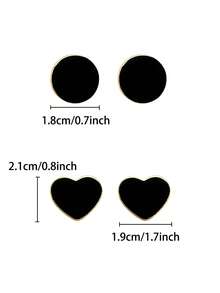 1對/2入組 簡潔時尚的丹寧925銀針圓耳環,適合女士日常佩戴 - 圓形 - 查看 2