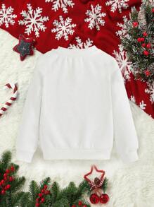 Tween Girl Fashionable & Cute Printed Round Neck Sweatshirt For Casual Streetwear, Autumn And Winter - White - View 4