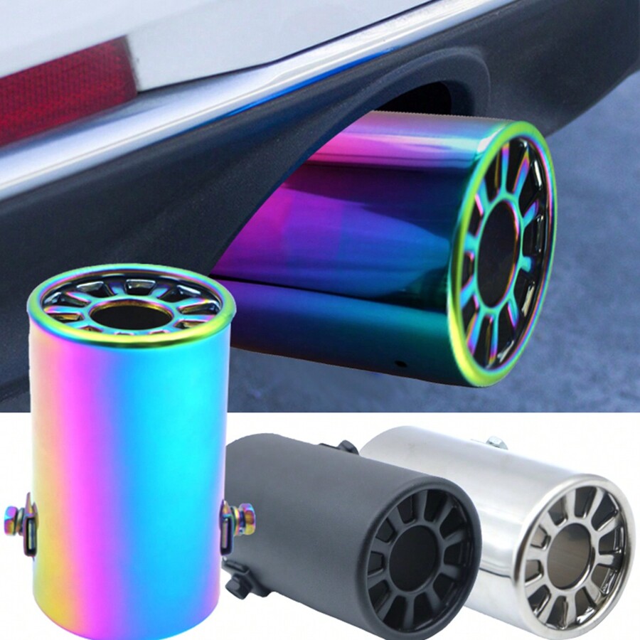 Universal Car Exhaust Muffler Pipe Round Stainless Steel Chrome Tail Muffler Exhaust Tip I.745734271