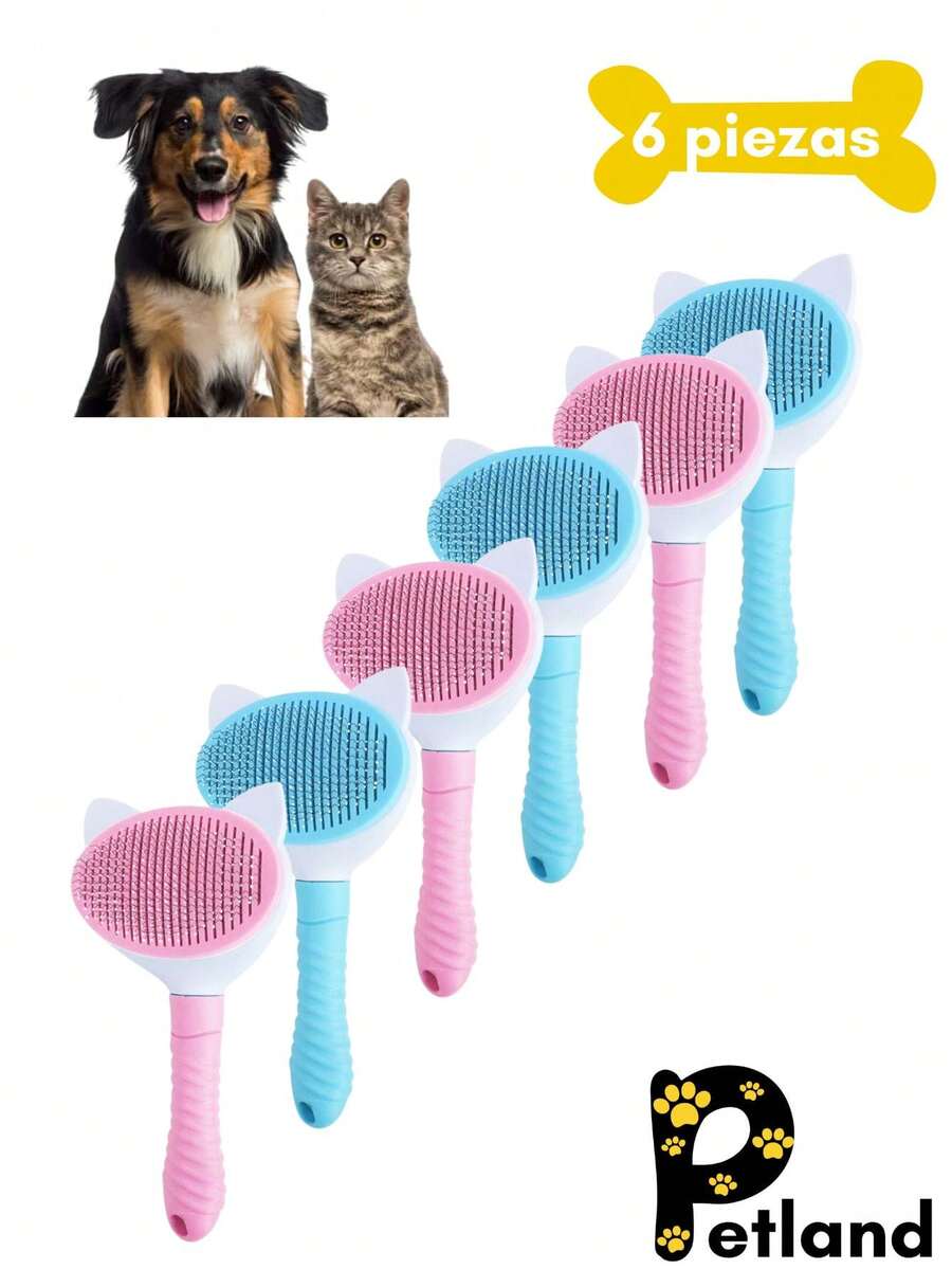 6 Cepillo Para Mascotas Gato Y Perro Peine Para Quitar El Pelo - Azul - Ver 1
