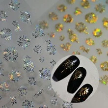 8 Sheets Christmas Nail Art Stickers 3D Self Adhesive Holograhic Firework Nail Decals Bronzing Gold Silver Nail Art Designs DIY New Year Holiday Nail Stickers For Nail Art Christmas Manicure Decoration - Multicolor - View 5