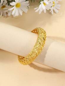 1入新娘婚禮珠寶金手鐲,女士派對手鐲 - 金黃色 - 查看 2