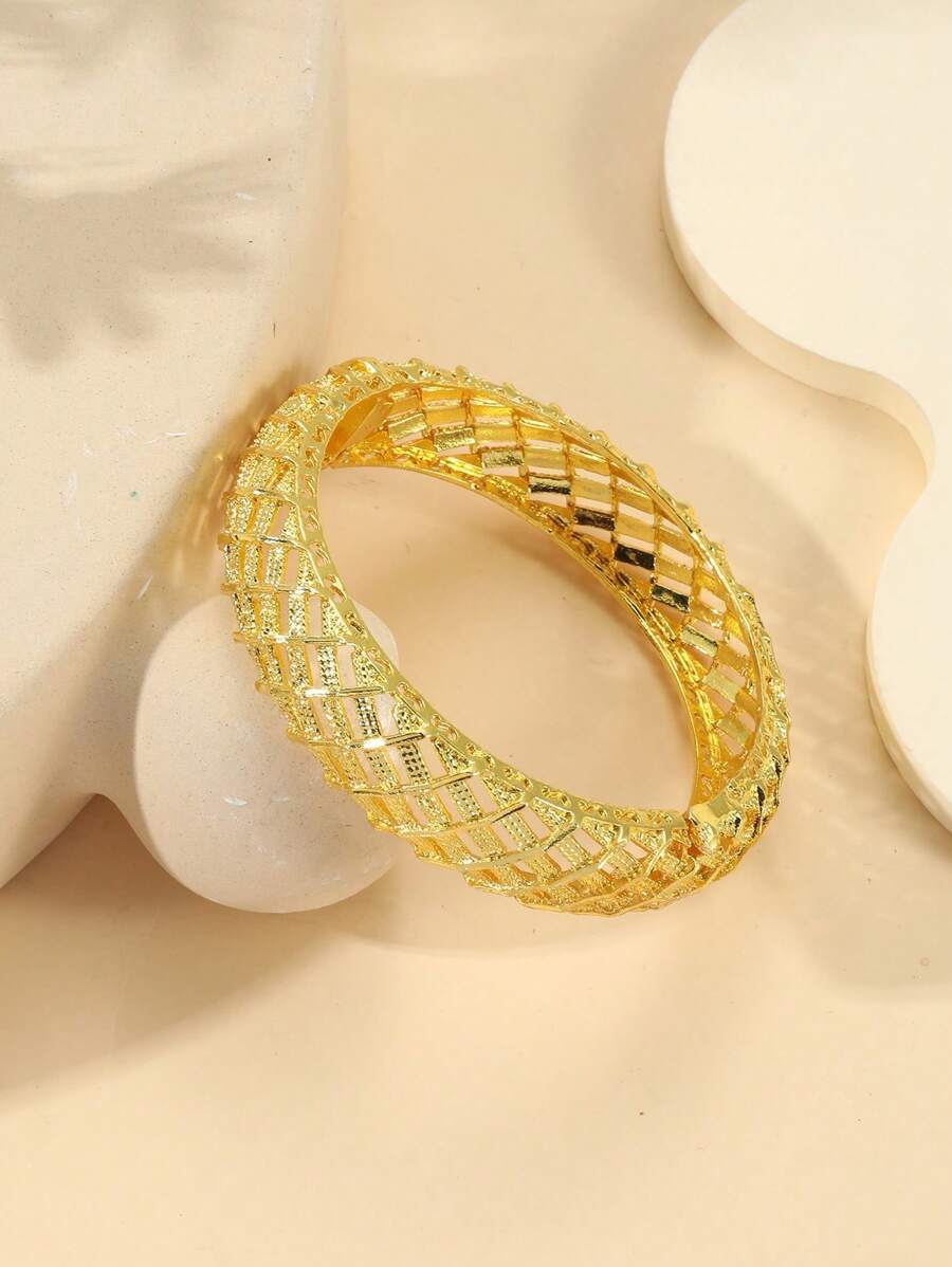 1入新娘婚禮珠寶金手鐲,女士派對手鐲 - 金黃色 - 查看 1