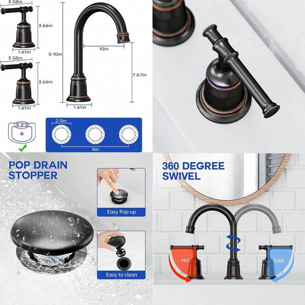 Classical Bathroom faucets for Sink 3 Holes, 8 inch Bathroom Faucet