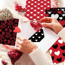 24入組情人節彩色背景相簿紙,假日裝飾diy分類材料紙,手帳紙各種圖案,組織紙,紙剪,單面手帳,6*6英寸 - 彩色 - 查看 4