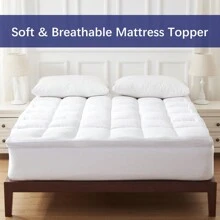 MILDLY White Cooling Breathable Down Alternative Mattress Topper With 8-21 Inch Deep Pocket For Back Pain - 白色 - 查看 1