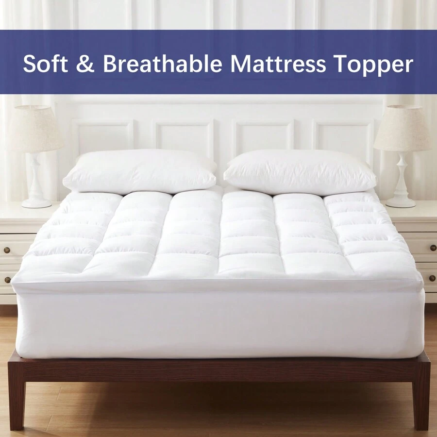MILDLY White Cooling Breathable Down Alternative Mattress Topper With 8-21 Inch Deep Pocket For Back Pain - 白色 - 查看 1