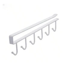 Mug Hooks Under Shelf Cups Holder, No Drilling Cup Rack Mug Storage For Kitchen Belt Scarf Hanger Rack, Suitable For Flat Cabinets Without Lip Edge