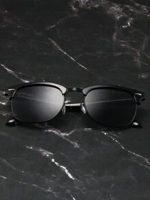 1 件装男士装饰时尚 PC 方形时尚眼镜适合日常旅行和休闲 - 黑色 - 查看 5