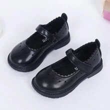 1pair Style Pu Flat Shoes For Little Girls, Soft, Comfortable And Adorable - Black - View 14