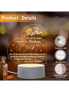 1 件桌面心形夜燈,帶有 6 個 Led 燈,雕刻白色底座,送給姐妹的理想聖誕節、週年紀念日和生日禮物 - 黃色 - 查看 3