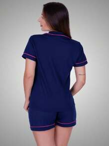 Women Pajama Sets - Navy Blue - View 2