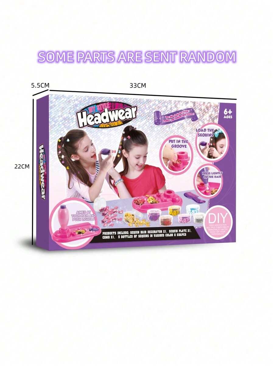 女孩裝扮套裝,包含髮辮裝飾、髮飾及工具,生日禮物、派對玩具,隨機顏色出貨 - 玫紅色 - 查看 1