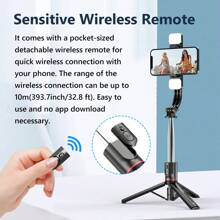 AXNEN Selfie Stick Tripod With Light, 45'' Extra Long Selfie Sticks With Wireless Remote, Portable Phone Tripod Compatible With IPhone 15 Pro Max/15/14 Pro/14/13, S22/ S23 Ultra/Android Smartphone