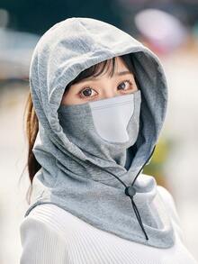 1pc Women's Outdoor Cycling Cap With Full Face Motorcycle Mask, Thermal Lined , Windproof Neck Warmer For Winter, Skiing - Light Grey - View 4