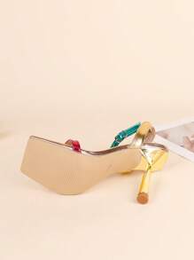 Talons hauts à bretelles élégants pour femmes - Multicolore - Voir 5
