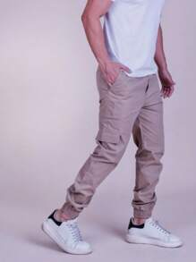 Men Pants - 卡其色 - 查看 1