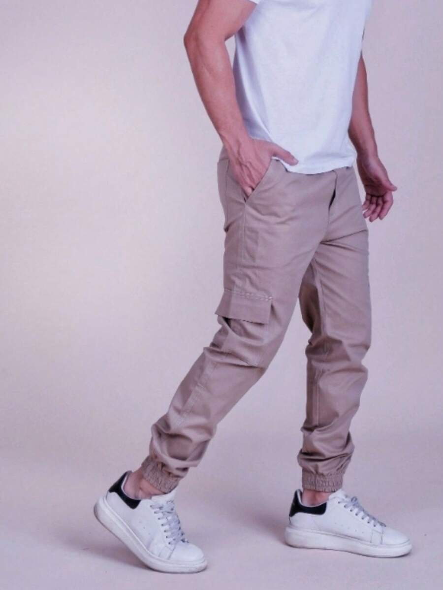 Men Pants - 卡其色 - 查看 1