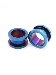 2入組 6-25mm 不鏽鋼耳道管塞,黑藍金顏色擴張器伸展器穿孔身體首飾 - 擴耳器 - 查看 4