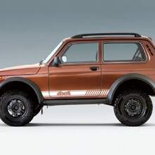 2pcs Car Side Door Stripe Sticker For Lada Niva 4x4, White - White - View 2