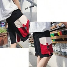 Pantalones Cortos De Algodón Tipo Cargo De Moda Para Hombre - Negro - Ver 7