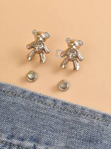 可調節扣環、固定扣環、可拆卸按鈕、泰迪熊腰帶 - 銀色 - 查看 8