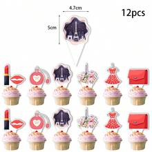 一套(旗幟 + 15顆氣球 + 1面大旗 + 12面小旗)粉色主題派對裝飾套件,包括氣球、旗幟和橫幅,適用於生日、節日等場合 - 彩色 - 查看 7