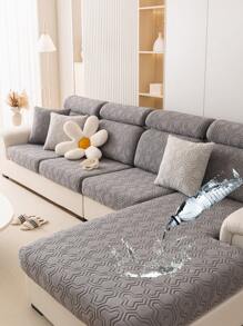 1pc Geometric Pattern Sofa Cover, Simple Style Waterproof And Stain-Resistant Elastic Elastic Sofa Cushion Cover And Back Cover, Universal Protection Sofa For All Seasons