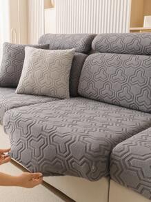 1pc Geometric Pattern Sofa Cover, Simple Style Waterproof And Stain-Resistant Elastic Elastic Sofa Cushion Cover And Back Cover, Universal Protection Sofa For All Seasons