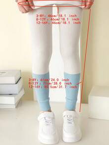 1 条女童时尚蓝白拼色七分紧身裤，舒适百搭，适合日常穿着 - 彩色 - 查看 4