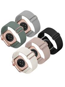 5 Pcs/Set Braided Solo Loop Compatible With Apple Watch Band 38mm 40mm 41mm 42mm 44mm 45mm 49mm For Women Men, Stretchy Nylon Elastic Straps Wristbands For Apple Watch Strap Series Apple Watch Ultra SE 8 7 6 5 4 3 2 1,18mm 20mm 22mm Universal Nylon Stretch Strap Bracelets For HW Watch 3Pro/Gt3pro/Sam Watch7/6/5/4/5Pro/Garmin Smart Watch Strap, Soft Adjustable Nylon Breathable Sport Band For Fitbit Versa2 Versa3 Versa4 Charge 5/6