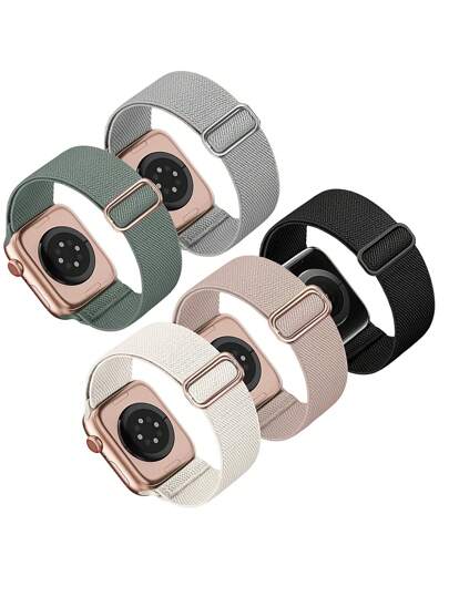 5 Pcs/Set Braided Solo Loop Compatible With Apple Watch Band 38mm 40mm 41mm 42mm 44mm 45mm 49mm For Women Men, Stretchy Nylon Elastic Straps Wristbands For Apple Watch Strap Series Apple Watch Ultra SE 8 7 6 5 4 3 2 1,18mm 20mm 22mm Universal Nylon Stretch Strap Bracelets For HW Watch 3Pro/Gt3pro/Sam Watch7/6/5/4/5Pro/Garmin Smart Watch Strap, Soft Adjustable Nylon Breathable Sport Band For Fitbit Versa2 Versa3 Versa4 Charge 5/6